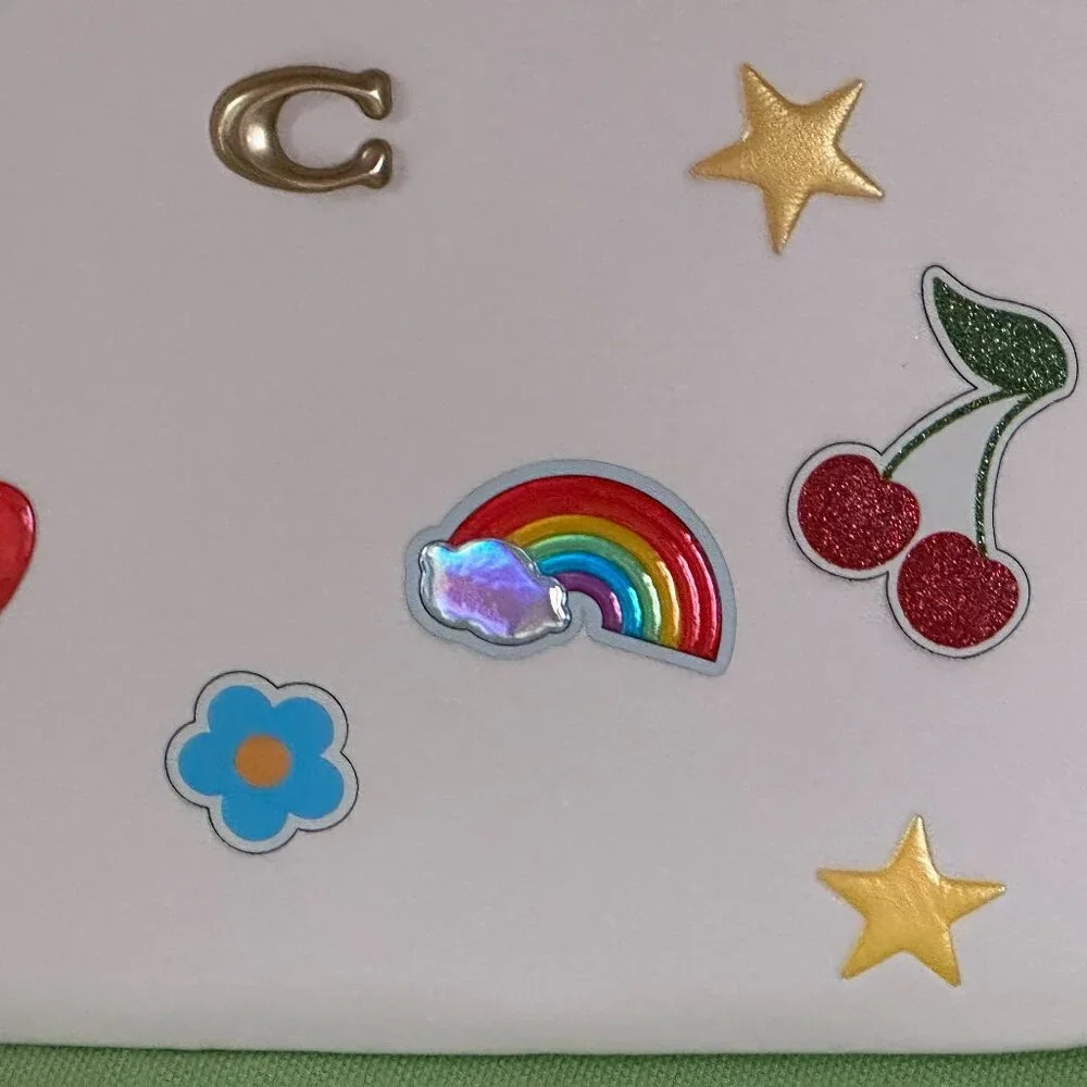 COACH STICKER PRINT WRISTLET:NWT CHALK/MULTI  GLOVETANNED LEATHER - Picture 2 of 10